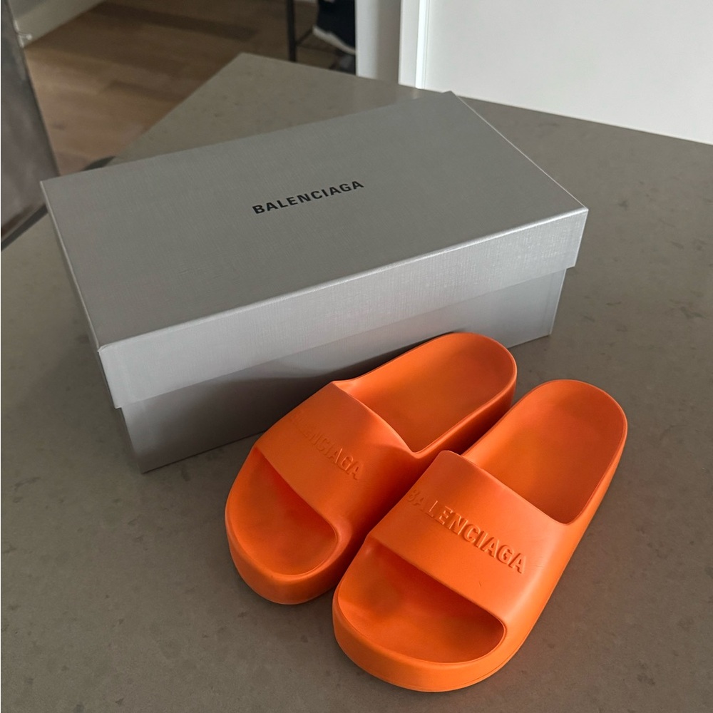 Balenciaga Orange Chunky Slides 39